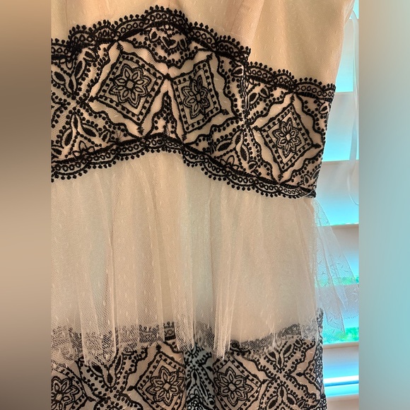 BCBGMaxAzria pink tulle and black lace tiered gown - Picture 4 of 4